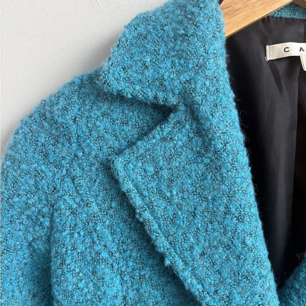 CAbi #186 Teal Boucle Cropped Blazer Jacket Textured 3/4 Sleeve Size 0 - Picture 4 of 9
